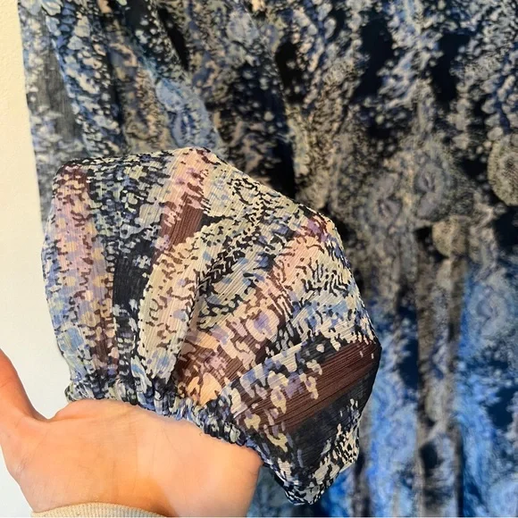 Joie Floral Layered Sheer Sleeve Flowy Dress in Parisian Paisley XL - Picture 6 of 15